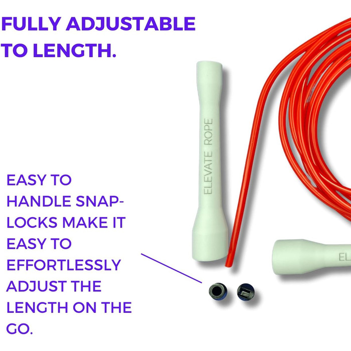 Стрибкове канат Elevate Speed Rope MAX - професійний, з міцного PVC, з нейлонового сердечника, 5 мм, довжина до 3 метри, з червоними ручками