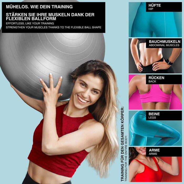 Фітнес-м'яч Body & Mind 50 см з насосом: для йоги, пілатесу та фітнесу