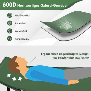Складане кемпінгове ліжко GYMAX 185x67x54 см, 270 кг, Oxford-Gewebe, з кишенею, у комплекті сумка