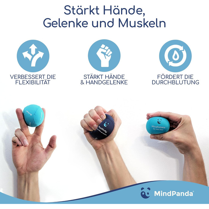 Антистрес-м'яч MindPanda Geist & Körper для дорослих (Океанський Бриз) - для рук, з подвійною/потрійною щільністю, для зняття тривоги та тренування кистей