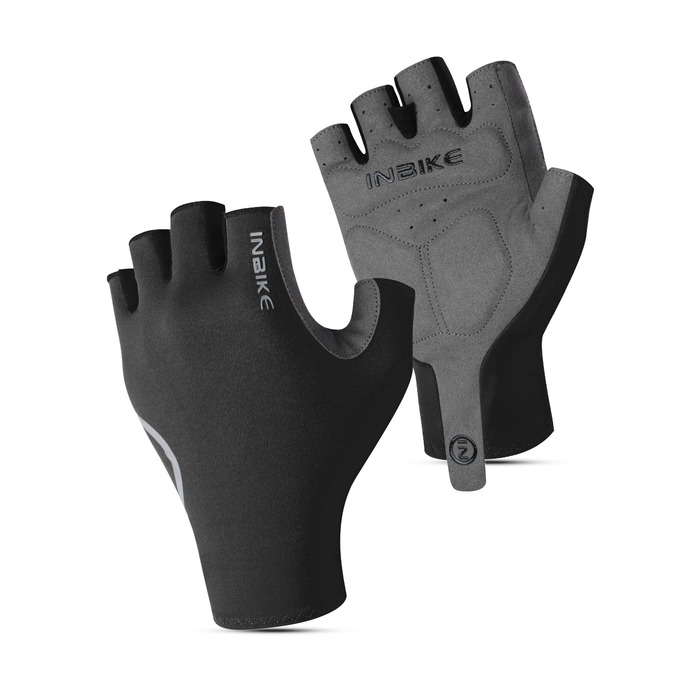Велосипедні рукавички Inbike - півпальчикові, літні, для шосе та MTB, чорні, розмір M