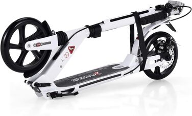 GOPLUS Roller Kinder 8 років: міський тредролер для дітей, підлітків та дорослих (до 100 кг), регульована висота, складний, з гальмом та ременем (білий)