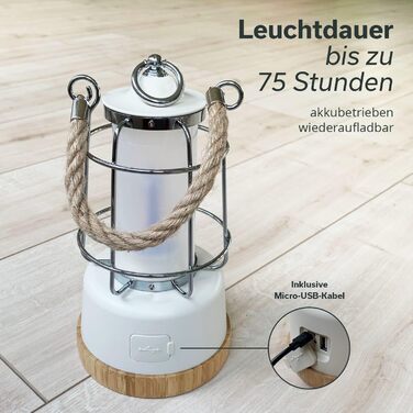 LED кемпінгова лампа Skandika Kiruna | Ретро лампа для відпочинку на природі з Powerbank, регулювання яскравості, USB, сталевий каркас, 200 годин роботи | Настільна/підвісна лампа