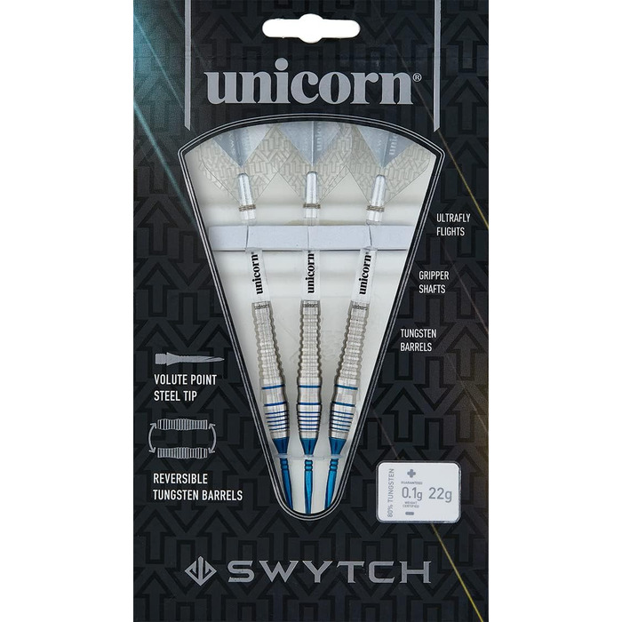 Дротики Unicorn SWYTCH з сталевим вістрям, сині, для дартсу