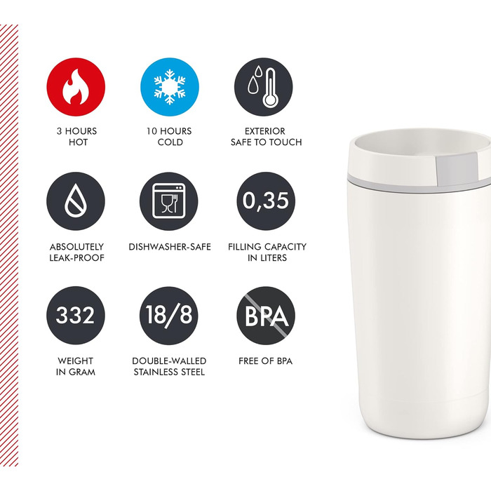 Термос нержавіючий Thermos Stainless King 0.47л червоний для кави та чаю, герметичний, в посудомийку, тримає тепло 7 год, холод 18 год, з гачком для чаю, без BPA