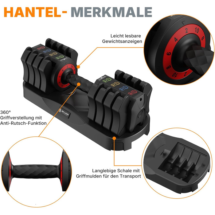 Набір регульованих гантелей EnterSports 10 кг, 5-в-1, для дому та фітнесу