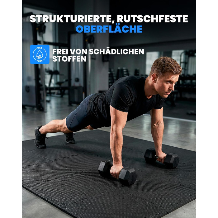 Набір модульних килимків для підлоги unycos (12/20/28 шт), захисна пазл-матрас 30x30x1.2 см для тренажерного залу, спортивного обладнання та йоги, водонепроникні, чорні