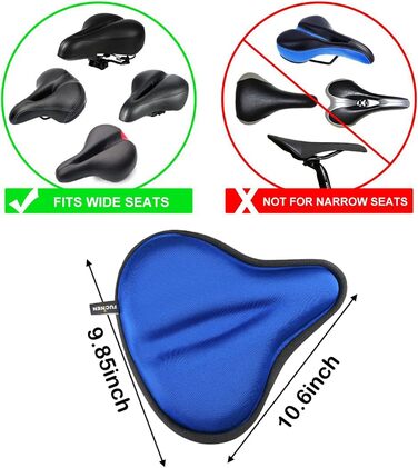 Покриття для велосипедного сидіння Sattelbezug, 27 x 25 см, гелеве, широке, для стаціонарних велосипедів, велотренажерів, спиннингу, з гелевою подушкою, м'яке, темно-синій