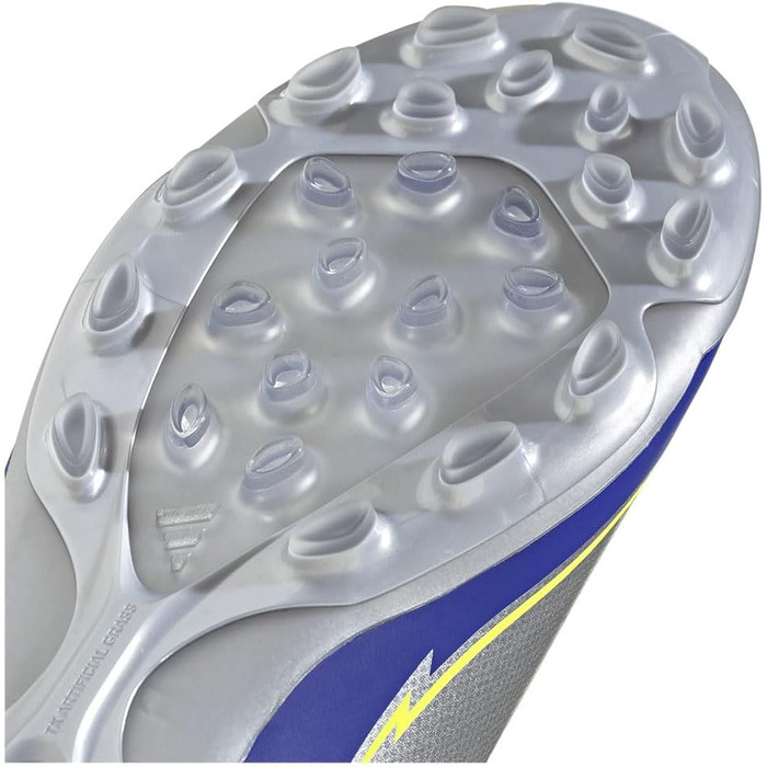 Бутси футбольні adidas F50 League Unisex для штучного покриття, 47 1/3 EU, сріблястий/сонячно-жовтий/блакитний