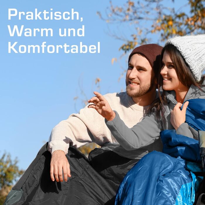 Сплячий мішок Active Era Premium Mumienschlafsack 250 GSM, зимовий та літній, 0°C - 15°C, для кемпінгу, фестивалів, подорожей, водонепроникний, ультралегкий, компактний, чорний