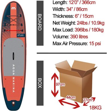 SUP дошка Aqua Marina Atlas 3.6м Преміум надувна з пакетом аксесуарів