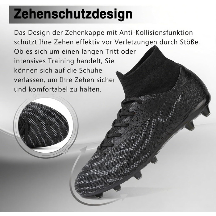 Чоловічі футбольні бутси AG 47 EU, чорні - Madame Stollenschuhe