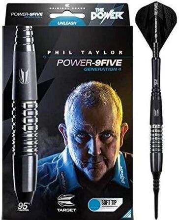 Дротики Target Phil Taylor Power 9-Five Gen 4 95% вольфрамові, м'який наконечник, набір