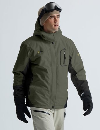 Чоловіча лижна куртка GEMYSE: водонепроникна, вітронепроникна, з підкладкою, для спорту, відпочинку, активного відпочинку на природі (армійний зелений, сірий, XXL)