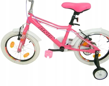 Дитячий велосипед BNB, рожевий, 16 дюймів, з дзвоником та бічними колесами