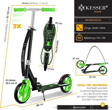 Дитячий самокат KESSER® Cityroller для міста, складаний, трюковий