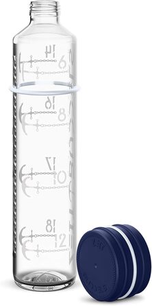 Мотиваційна пляшка для води 1 л NAVIGATOR, скляна, з тайм-маркуванням, без BPA, для газованої води, нічний синій, ударостійка, герметична