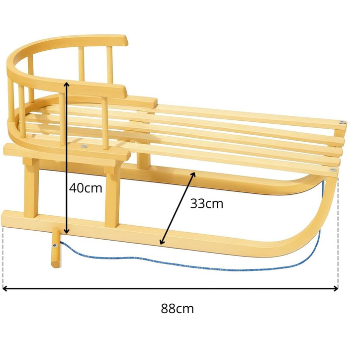 Дитячий санки на дереві з підніжкою та зимовим мішком, 90 см, з пудкою | 10 кольорів (сірий)
