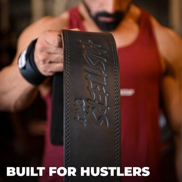 Понти лише для сильних: Пояс для важкої атлетики Hustlers Only з пряжковою застібкою, шкіряний, для пауерліфтингу, бодібілдингу, кросфіту, 10 мм, для чоловіків та жінок, чорний