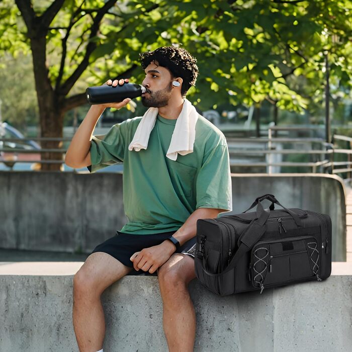 Спортивна сумка для подорожей BAGZY 70л, велика водонепроникна дорожня сумка-чохл для чоловіків та жінок, сумка-вікенд для залу, кемпінгу та відпустки (Сіра)