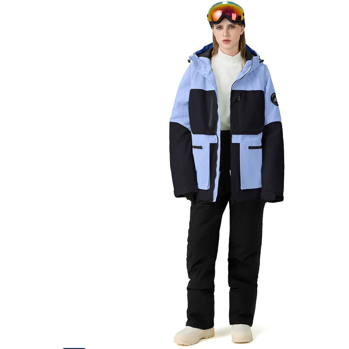 Жіночий комплект гірськолижний HOTIAN: куртка та штани, водонепроникний, вітронепроникний, теплий, для зимових видів спорту, розмір M, колір: BU+BK