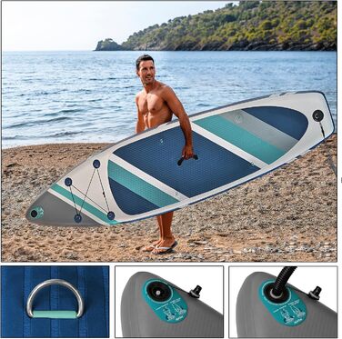 Надувна SUP-дошка ALPIDEX 320×76×15 см, комплект: весло, плавці, насос, рюкзак, ремкомплект, до 200 кг