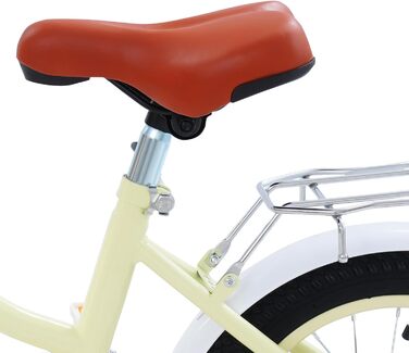 Дитячий велосипед 14 дюймів у стилі ретро з додатковими колесами, заднім сидінням та кошиком, регульована висота, для дітей 3-7 років, бежевий