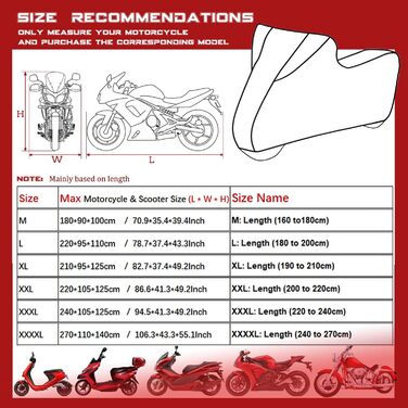 Покривало для мотоцикла та скутера в гараж (XXL, чорний) — дихаюча еластична тканина для захисту від пилу, 200-221 см
