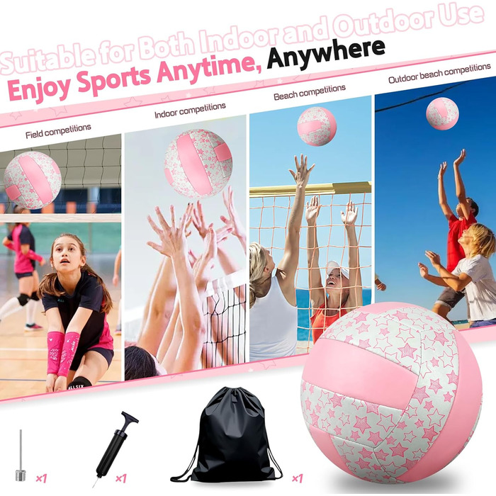 Волейбольний м'яч Aipwerer: для пляжу, залу та тренувань (рожево-білий, розмір 5)