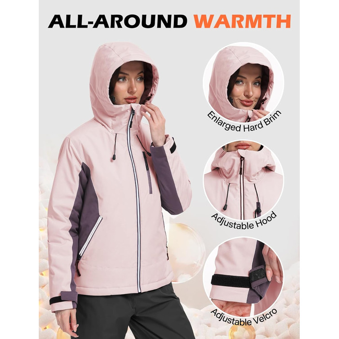 Жакети GEYSE Daen: водонепроникні, вітронепроникні, ізольовані, для сноуборду та лижного спорту (світло-рожевий, темно-ліловий)