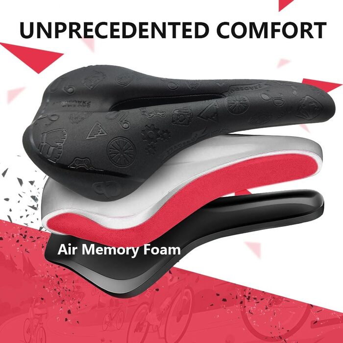 Велосипедне сідло HUGEOAKS для чоловіків та жінок: комфортне, для MTB, шосе, тренажера, DH, BMX