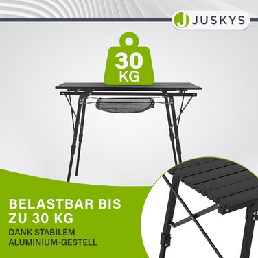 Стол для кемпінгу Juskys Picco - алюмінієвий, 90 x 52 см, легкий, складний, регульований по висоті - для кемпінгу, саду, відпочинку на природі. Чорний.