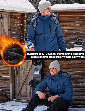 TACVASEN Куртка зимова чоловіча водонепроникна тепла флісова підкладка софтшелл дихаюча функціональна куртка з відстібаною капюшоном XL темно-синій