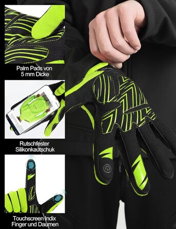 Рукавички INBIKE MTB для катання на велосипеді: захист пальців TPR, SCR-підкладка, зелені, розмір M