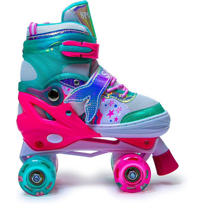 Дитячі ролики-хвіст русалки Scale Sports для дівчаток, регульовані, з підсвічуванням, розмір L (2.5-5 UK), м'ятно-рожеві