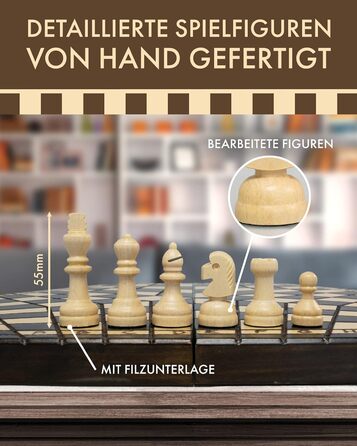 Дерев'яний ігровий набір 3-в-1 ChessEbook: шахи, нарди, шашки, складаний, ручна робота, 35x35 см