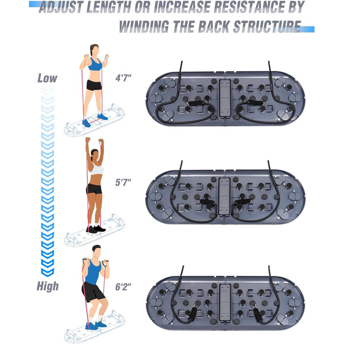 Фітнес-набір 27 в 1 BOOSTEADY: дошка для віджимань, ручки-опори, еспандери, ролик для преса та стійка для пілатесу
