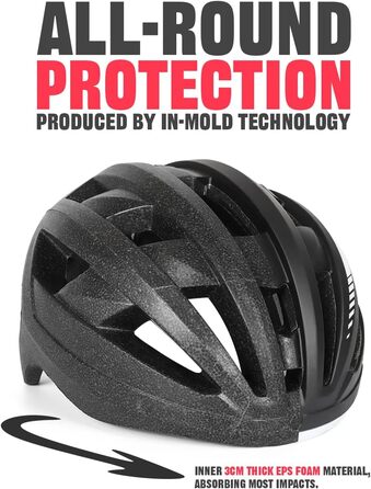 Велосипедний шолом VICTGOAL MTB з магнітним візором, знімним сонцезахистом і LED підсвіткою, для дорослих, чорний-білий, розмір M (54-58 см)