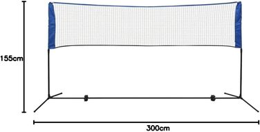 Сітка для бадмінтону та волейболу vidaXL 300/500 x 155 см (300 x 72 см) з 3 м'ячами