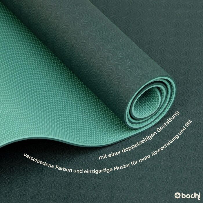 Килимок для йоги Bodhi Lotus Pro | Нековзкий | Для фітнесу, гімнастики, пілатесу та йоги | Антиковзкий | Гіпоалергенний, темно-зелений/зелений