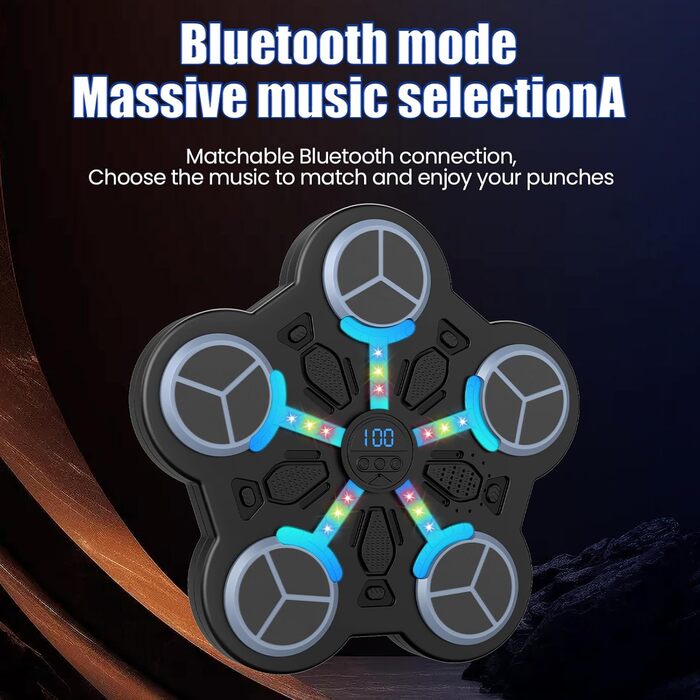 Дитяча боксерська машина з підсвіткою LED, музикою та Bluetooth, 3 режими швидкості, автоматичний лічильник, чорний