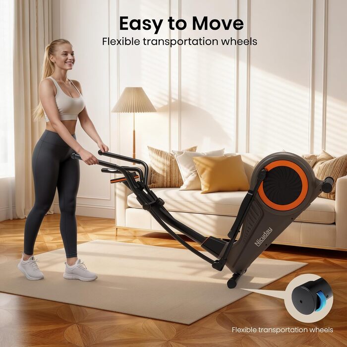 Еліптичний тренажер Niceday для дому, тихий, з магнітним опором, 16 рівнів, крок 39 см, до 150 кг, збірка 90%, Німеччина
