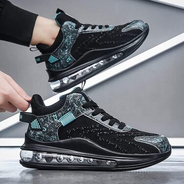 Спортивні кросівки LIN&LE для чоловіків та жінок, бігові кросівки з повітряною подушкою, повсякденні кросівки, чорний, 43 EU