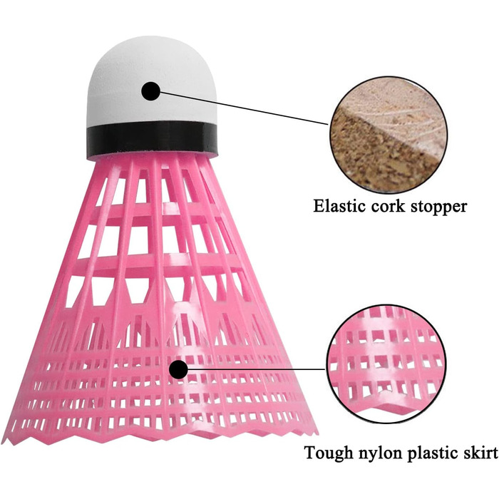 Набір для бадмінтону FYSL 12 шт. Міцні нейлонові волани для гри на відкритому повітрі, тренувань, відпочинку, початківців. Білий+Жовтий+Рожевий