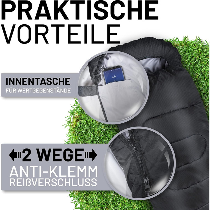 Сплячий мішок 3-4 сезони (360GSM / 2кг), водовідштовхуючий, придатний для прання, ковдровий спальний мішок для відпочинку на природі та вдома, кемпінгу, подорожей, трекінгу - ідеальний компаньйон для активного відпочинку
