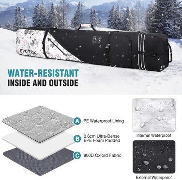 Чохол для сноуборду Flamingo з регульованою довжиною (157-181 см), водонепроникний, з повним захистом для борду, черевиків, одягу, шолому та спорядження