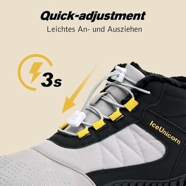 Зимові черевики IceUnicorn: теплі, з підкладкою, для жінок та чоловіків (42 EU, чорний/сірий)