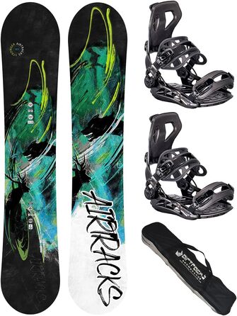 Набір сноубордиста Airtracks: сноуборд Wide Flat Zero Rocker, кріплення Master Fastec, сумка для сноуборда (156-165 см), сноуборд 165 см, кріплення Master M