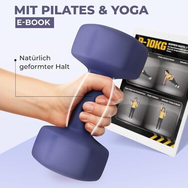 Набір гантелей HQ Germany® 9 кг (2 шт) для фітнесу та Pilates, Indigo Blue - Hanteln Set, Dumbbells, Home Gym