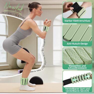 Важкі манжети BECOJADDE для ніг та рук, 0.45 кг / 0.9 кг (комплект 2 шт.) для бігу, кардіо та силових тренувань. Зелені, 0.9 кг пара (0.45 кг кожна).